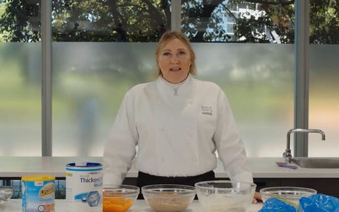 Texture modified food demonstration - Roast beef and vegetables