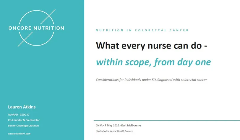 Nutritional Considerations for Individuals under 50 diagnosed with Colorectal Cancer