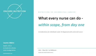 Nutritional Considerations for Individuals under 50 diagnosed with Colorectal Cancer