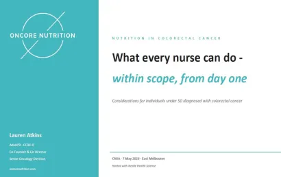 Nutritional Considerations for Individuals under 50 diagnosed with Colorectal Cancer